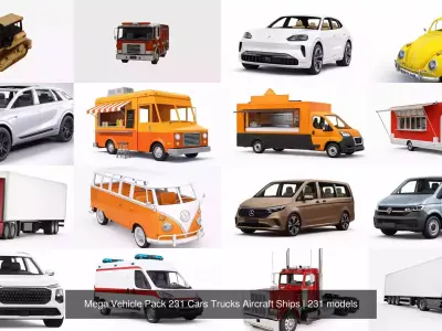 Mega Vehicle Pack 231 Cars Trucks Aircraft Ships