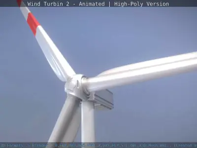 Animated Wind Turbin 2 - High-Poly Version 3D model