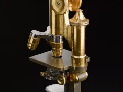 Antique Brass Microscope 3D Model  High Quality PBR Textured Low-poly 3D model