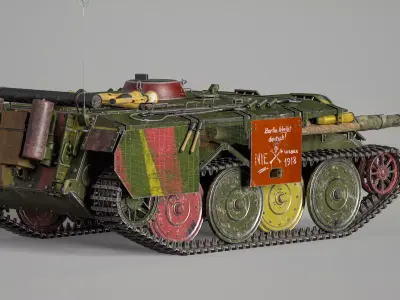 E-10 Hetzer 2 II Entwicklung light tank destroyer - Germany East Low-poly 3D model