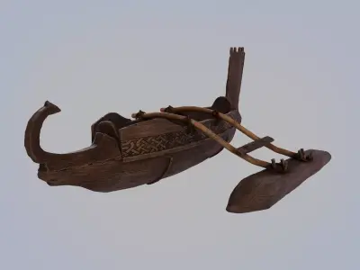 Ancient Outrigger Canoe 3D model