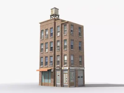 Apartment Building x23 Low-poly 3D model