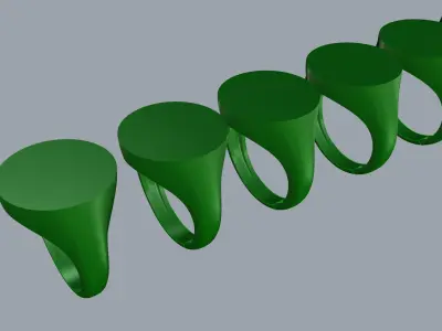 Signet Round Ring - Printable - All Sizes 3D model