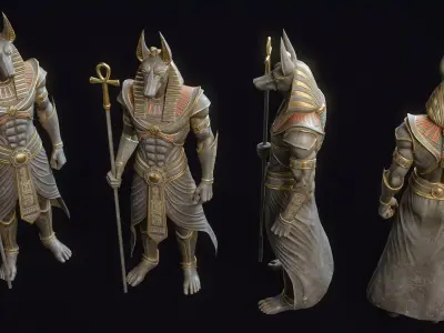 Egyptian Statue Anubis Low-poly 3D model