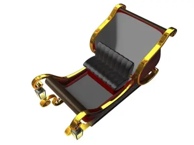 Sleigh 3D model santa 3D model