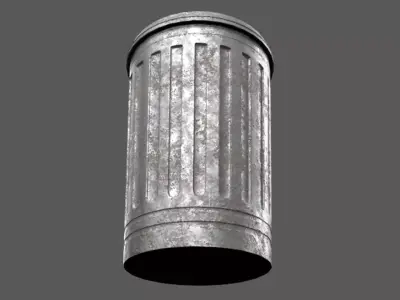 Metal Trash Can Low-poly 3D model purchase