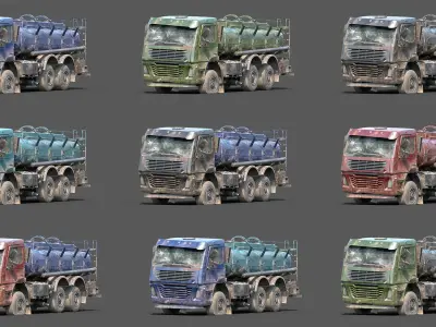 Lowpoly Abandoned Generic Tanker Fuel Cistern Truck  Low-poly 3D model
