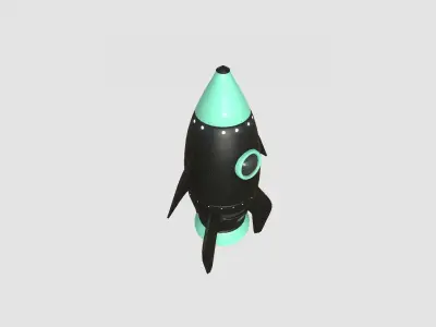 Cartoon Spaceship 02 Black Green - Spacecraft Vehicle SciFi Low-poly 3D model