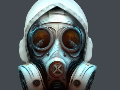 Gas mask helmet 3d model military combat fantasy cyborg Low-poly 3D model order