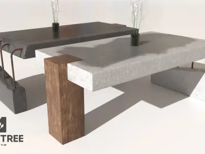 Concrete Table  Low-poly 3D model