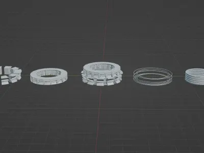 sci-fi mech compontent circular kitbash 3D model