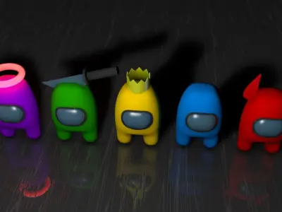 Among Us 3D Pack - 5 Characters Low-poly 3D model
