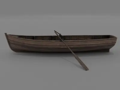 Wooden boat Low-poly 3D model Low-poly 3D model