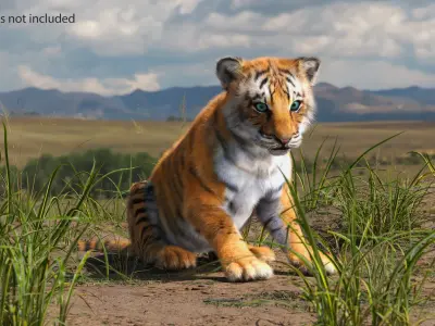 Tiger Cub Fur Rigged 3D model