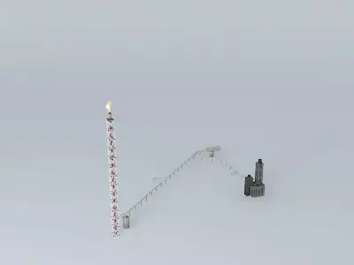 Flare Towers Brisbane Refinery Free 3D model