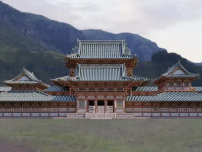 Japanese Modular Temple Full Map Low-poly 3D model