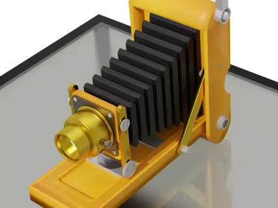  Antique Cameras with Stand Low-poly 3D model