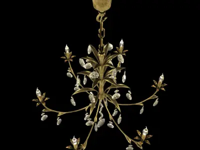 Classic chandelier with metal leaves 3D model