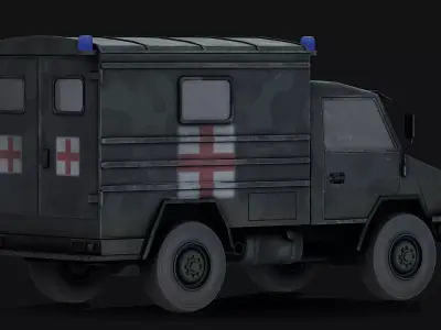 1970 Classic Rescue War Truck  Low-poly 3D model