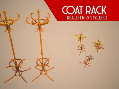 COAT RACK REALISTIC CARTOON STYLIZED Low-poly 3D model