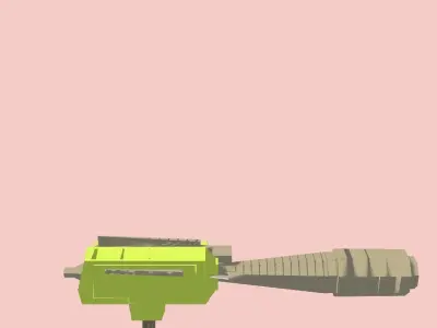 Turret w Cannon Low poly with High Poly Low-poly 3D model