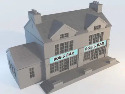 Model Railway - HO Scale - Brick Roadside Pub - 4 Variations 3D print model