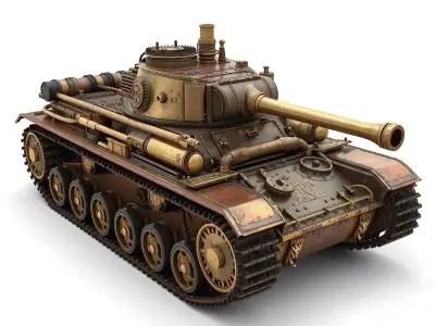 Heavy Steampunk Battle Tank 3D Model Low-poly 3D model