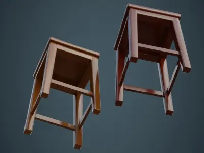 Stool 1A Low-poly 3D model