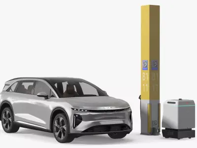 EVAR Parky Charging Robot with Car Lucid Gravity 3D model