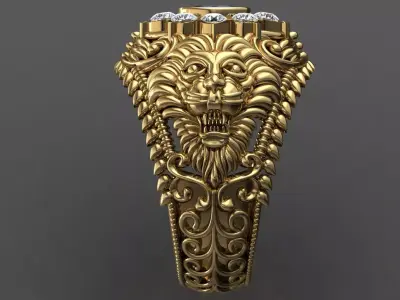 Antique  Lion   Ring   3D print model