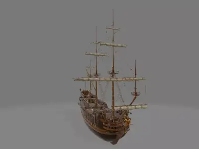 ship of  the  line 17th or 16th  Free low-poly 3D model