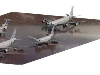  1970s AIRBUS A300  BOEING 737-200 and 707 and 727 3D model
