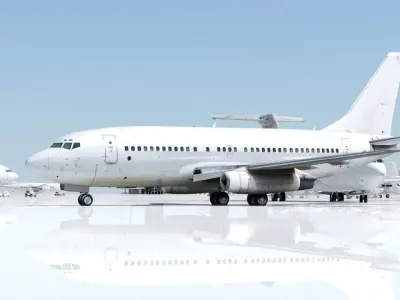Vintage B 737 200 White Low Poly Static Low-poly 3D model