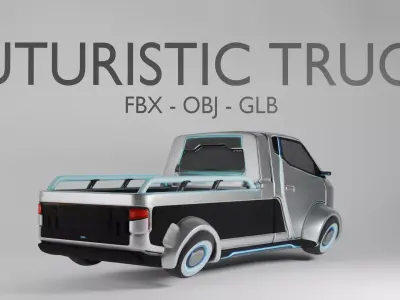 Futuristic Truck 3D Model - Electric Vehicle - FBX OBJ GLB 3D model