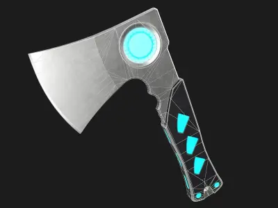 Sci-Fi Hatchet Low-Poly PBR Free low-poly 3D model