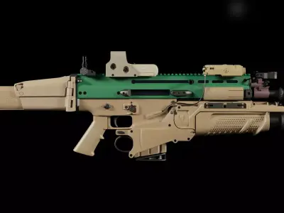 FN SCAR-H 3D Model With Equipments 3D model