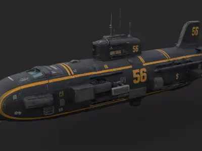 Futuristic Submarine Low-poly 3D model