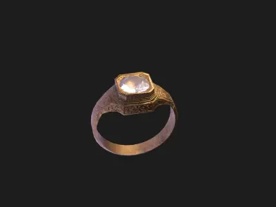 AntiqueRing gold ring with stone Low-poly 3D model