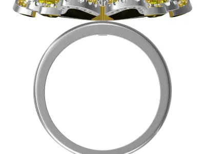 Antique Butterfly Diamond Hip Hop Ring 3D print model