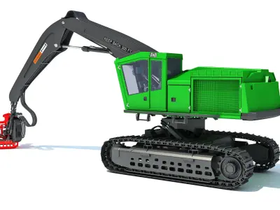 Tracked Forestry Harvester 3D model