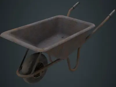 Wheelbarrow 1C Low-poly 3D model