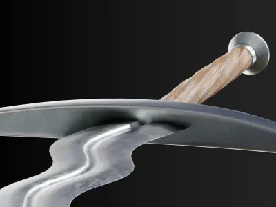 Flame bladed sword flamberge Low-poly 3D model