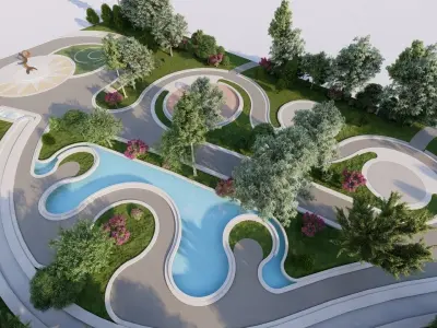 park-public park-Private Park Landscape 3D model 7