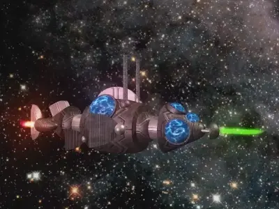 long nose fish spaceship Low-poly 3D model