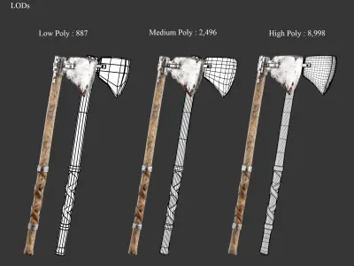 Medieval Collection Crude Weapons Set 3D Model Pack