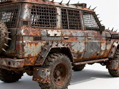 Post-Apocalyptic Armored SUV 3D Model Low-poly 3D model