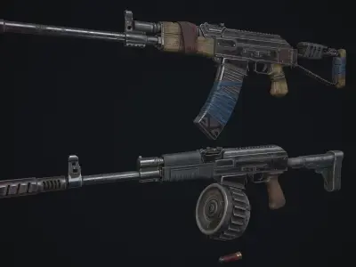 Saiga two weapons Low-poly 3D model