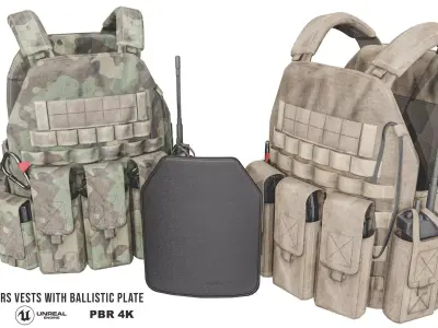 Plate Carriers Vests With Armour Plate Low-poly 3D model