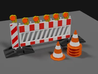 Lowpoly Street Construction Barrier Low-poly 3D model