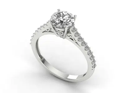 3DTN20-10001R diamond engagement ring gold 3D model